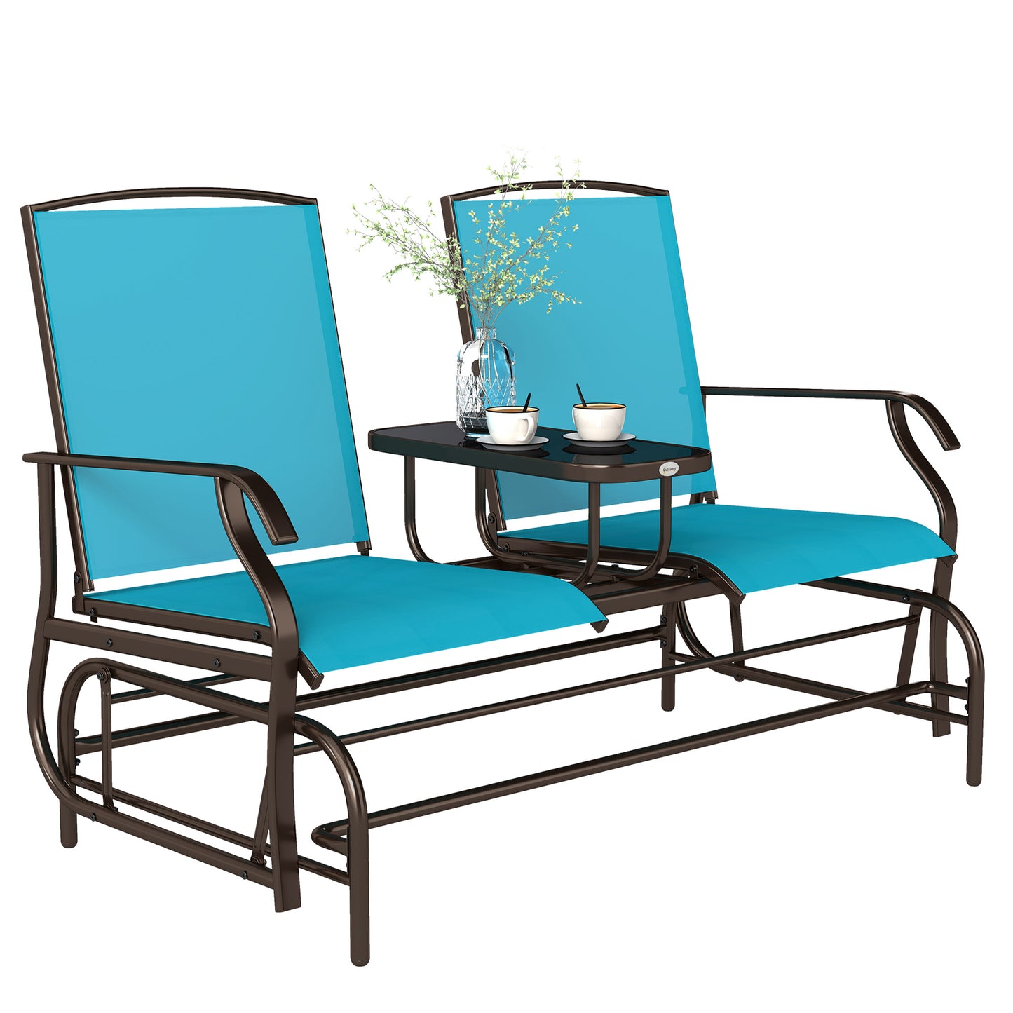 Patio Glider Rocking Chair 2 Person Outdoor Loveseat Rocker Garden Furniture Bench, Black