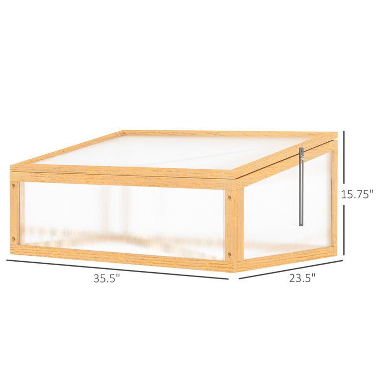 35.5" x 23.5" x 15.75" Light Brown Wood Greenhouse Planter