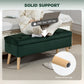 Storage Ottoman with Lid, Velvet Upholstered Storage Bench with Wood Legs for Living Room, Dark Green