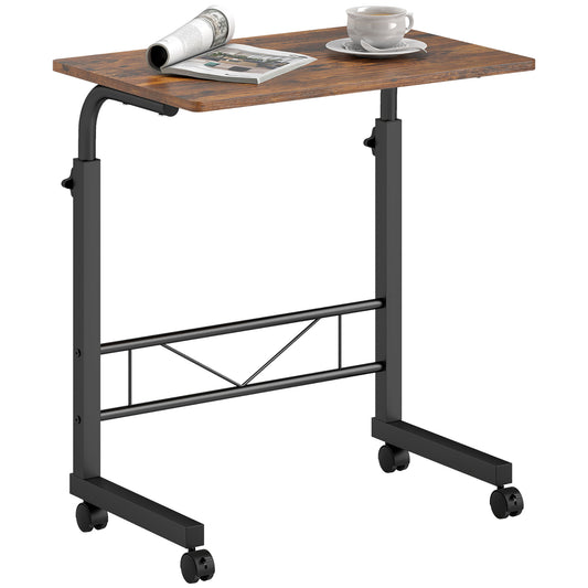 Mobile Standing Desk with Adjustable Height - Rustic Brown