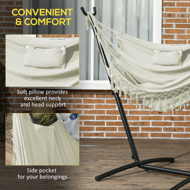 Hammock Swing Chair with Stand, Side Pocket & Headrest