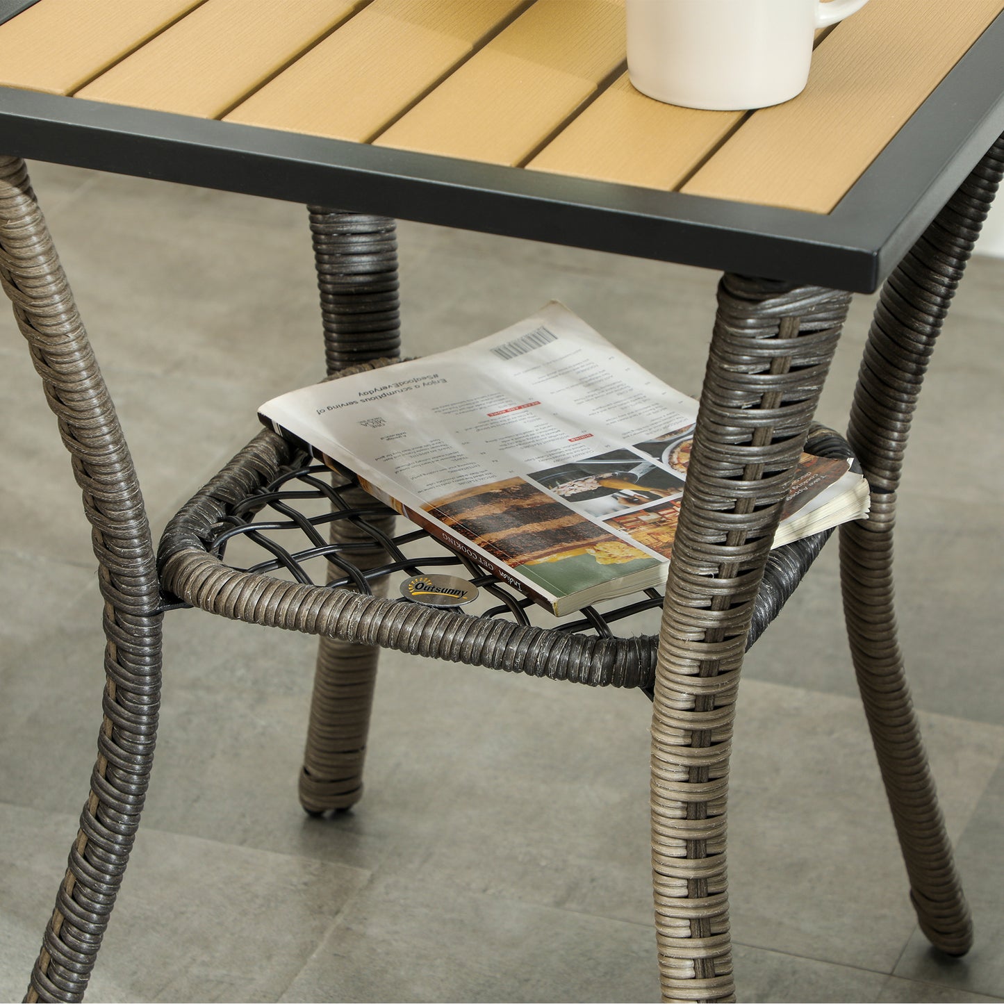 3 Piece Outdoor Bistro Set, Wicker Patio Furniture Set with Swivel Glider Chairs for Balcony, Porch, Grey
