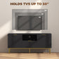 Modern TV Console for TVs up to 50 Inch, Entertainment Center with Smart RGB LED Lights and Soft Close Doors, Black