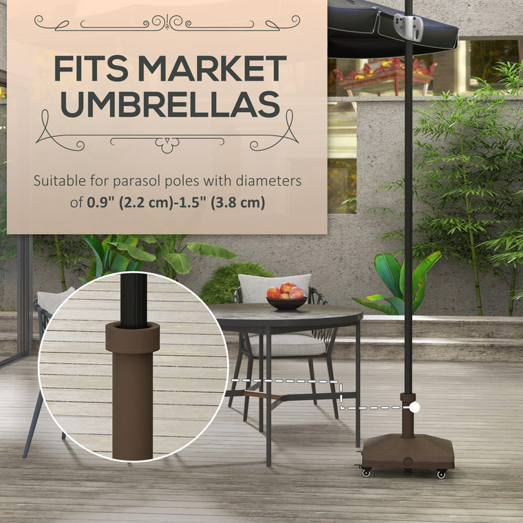 Brown Square Parasol Base with Wheels, Water or Sand Filled
