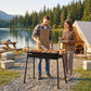 Portable BBQ Grill, Charcoal Grill with Side Seasoning Baskets, Hooks and Nets for Outdoor, Picnic, Camping, Black