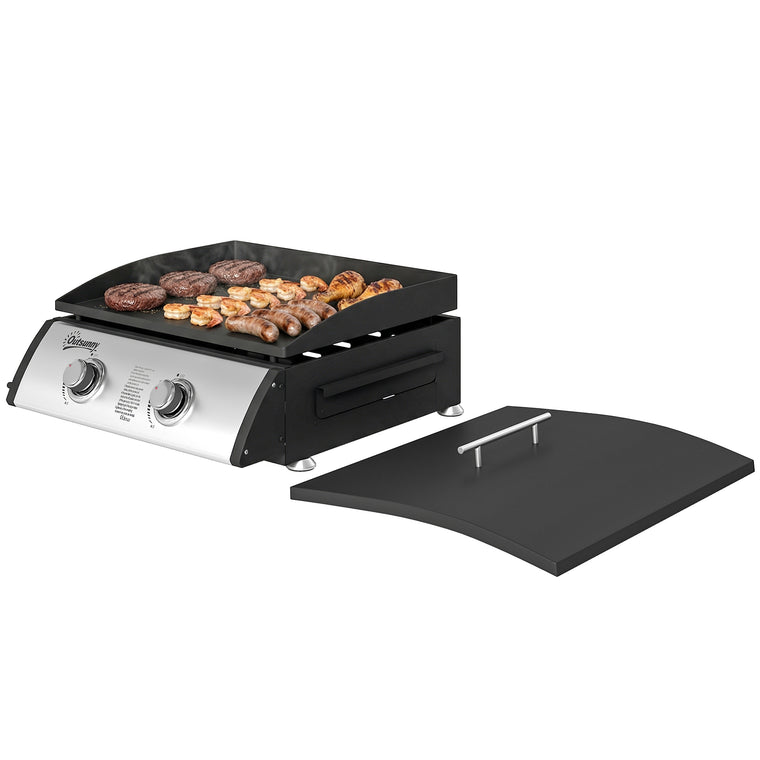 Silver 2-Burner Portable Tabletop Gas Grill