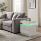 Nightstand, Bedside Table with LED Lights and 2 Drawers for Bedroom, Living Room, White