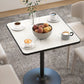 Dining Table for 4, Modern Kitchen Table with Marble Effect Tabletop and Round Base, White
