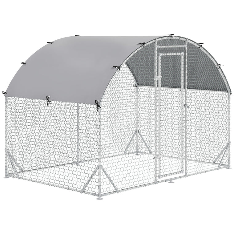 9.2' x 6.2' x 6.5' Silver Galvanized Chicken Coop with Cover