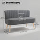 Modern 2 Seater Sofa, Upholstered Two Seater Couch with Rubber Wood Legs, Grey