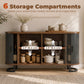 Fluted Sideboard Buffet Cabinet, 55" Modern Coffee Bar Cabinet with Sliding Doors and Adjustable Shelves, Black