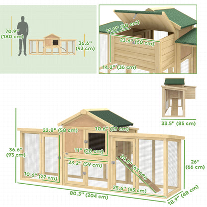 Wooden Chicken Coop with Nesting Box, Run & Ramp