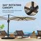 10' Offset Patio Umbrella Cantilever Umbrella with Aluminium Pole 360° Rotation and Tilt Adjustment, White