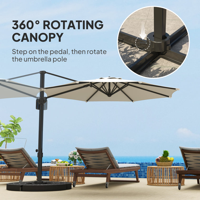 10' White Offset Cantilever Umbrella with 360° Rotation & Tilt
