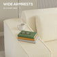 Boneless Couch, Corduroy 3 Seater Sofa with Deep Seat, Wide Armrests, 2 Pillows, Quick Assembly for Living Room, Beige