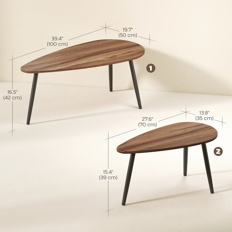 Set of 2 Industrial Nesting Coffee Tables - Brown