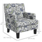 Upholstered Armchair, Mid-Century Accent Chair with Floral Pattern, Nailhead Trim for Living Room, Bedroom, Multicolour