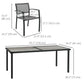 7 Pieces Outdoor Dining Set with 6 Stackable Chairs, Patio Table and Chairs with Plastic Top, Breathable Mesh Seat Back
