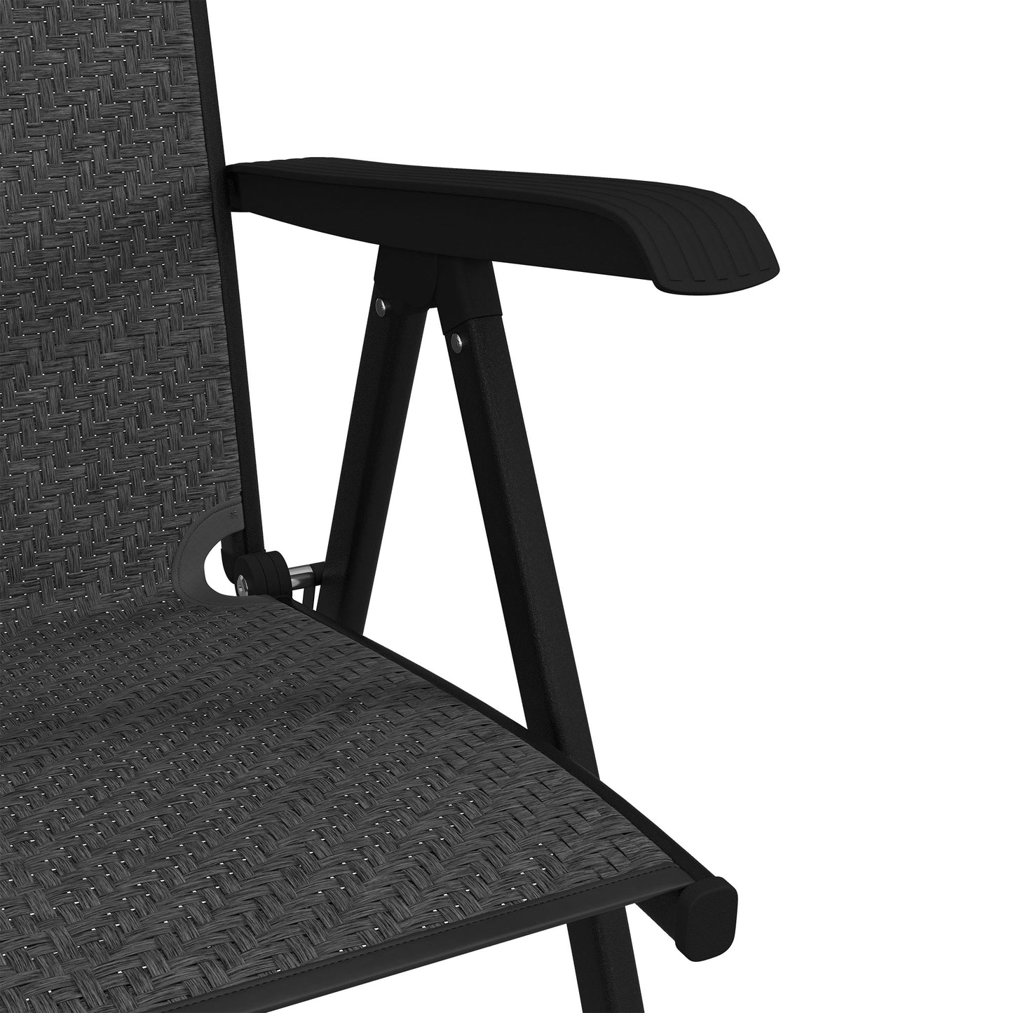 2PCs Outdoor Wicker Folding Chairs with Adjustable Backrest, Grey