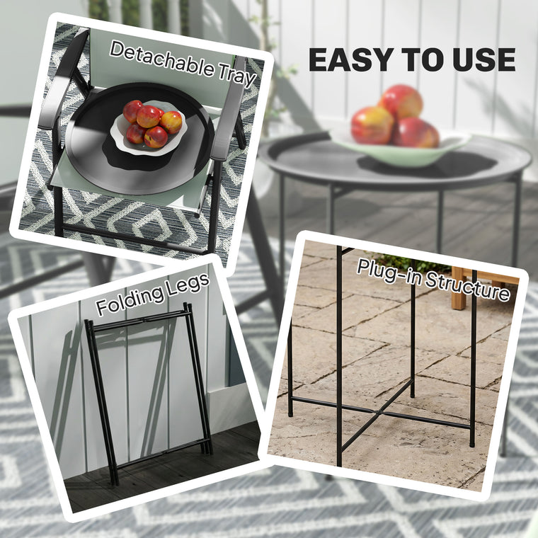 18" Side Table with Removable Tray and Folding Legs