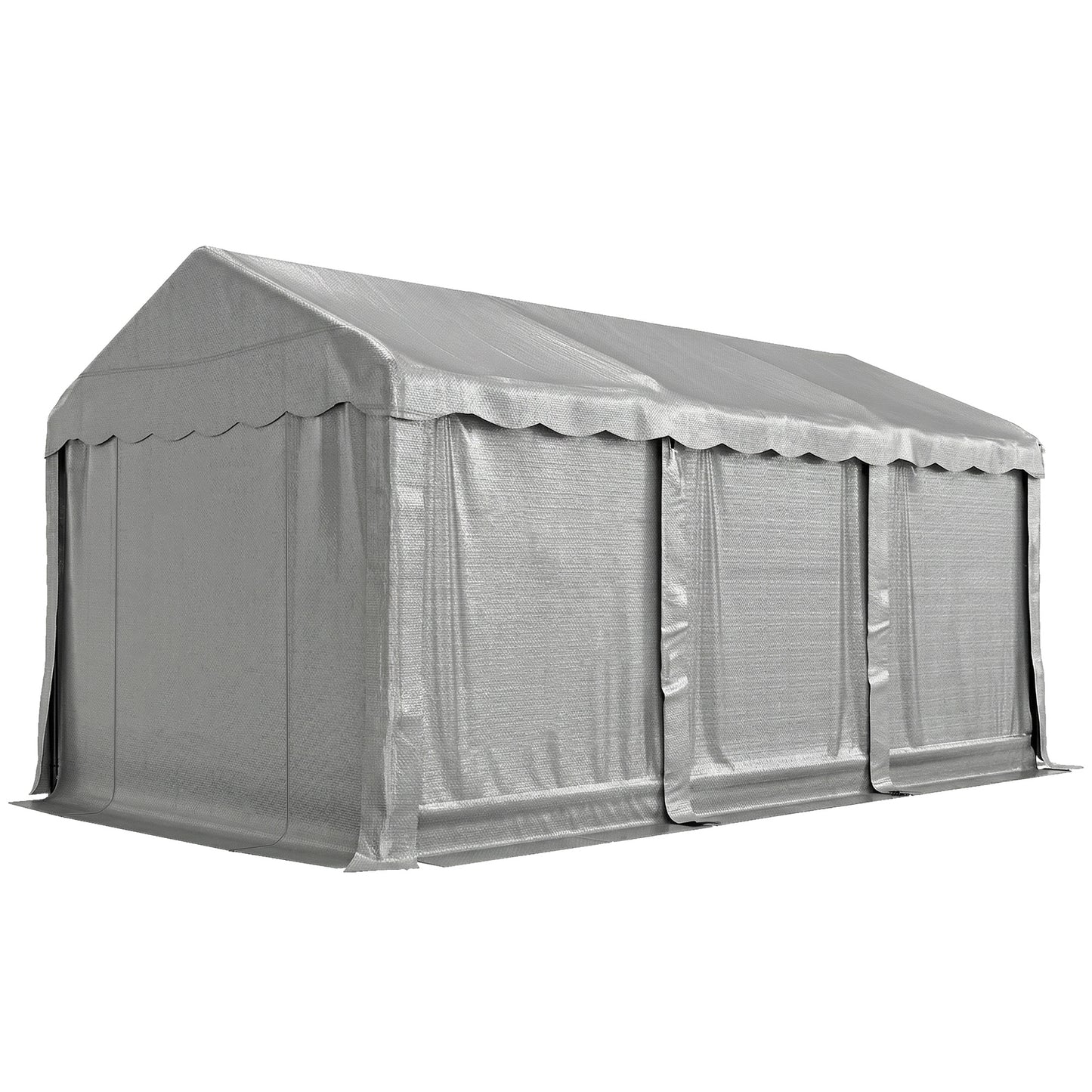 Portable Shed, Outdoor Storage Shed Tent with Roll-up Zipper Door and Removable Sidewalls, Light Grey