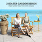 46.5" Foldable Wood Outdoor Bench with Backrest and Armrests for Outdoors, Patio, Porch, Park, Teak