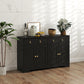 Sideboard Cabinet with 2 Drawers, 4 Barn Doors and 2 Adjustable Shelves, Buffet Table for Living Room, Black