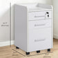 3 Drawer File Cabinet with Lock and Edged Top, Lockable Filing Cabinet on Wheels for Letter and A4 Size, White