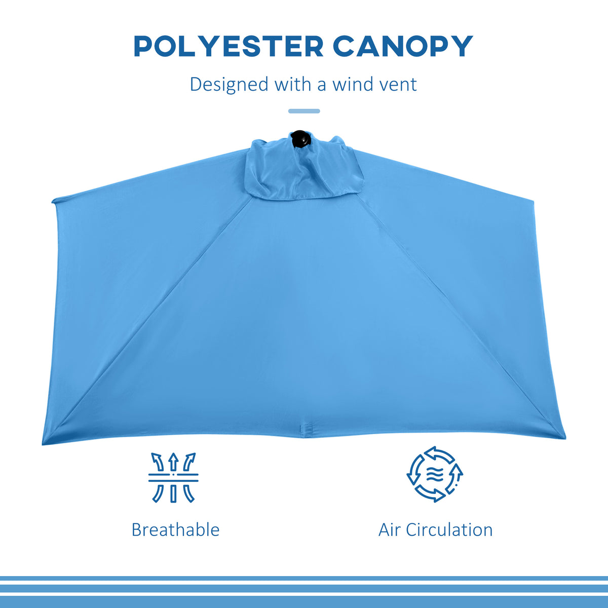 8ft Half Round Balcony Umbrella with 5 Ribs