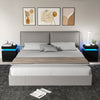 Nightstand Set of 2, End Side Tables with LED Lights, Bedside Tables with 2 Drawers, for Bedroom, Black