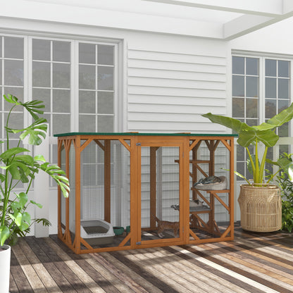 71" Orange Catio Outdoor Cat Enclosure with Multi-Level Platforms