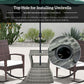 Rattan Wicker Side Table, 21.3" Square Outdoor End Table with Umbrella Hole 2-Tier Storage for Patio Garden Mixed Grey