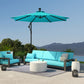 10ft Outdoor Cantilever Umbrella Banana Umbrella with Solar Lights and Adjustable Angle for Patio Backyard Turquoise