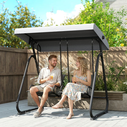 2-Seat Porch Swing with Adjustable Canopy and Dual Seats