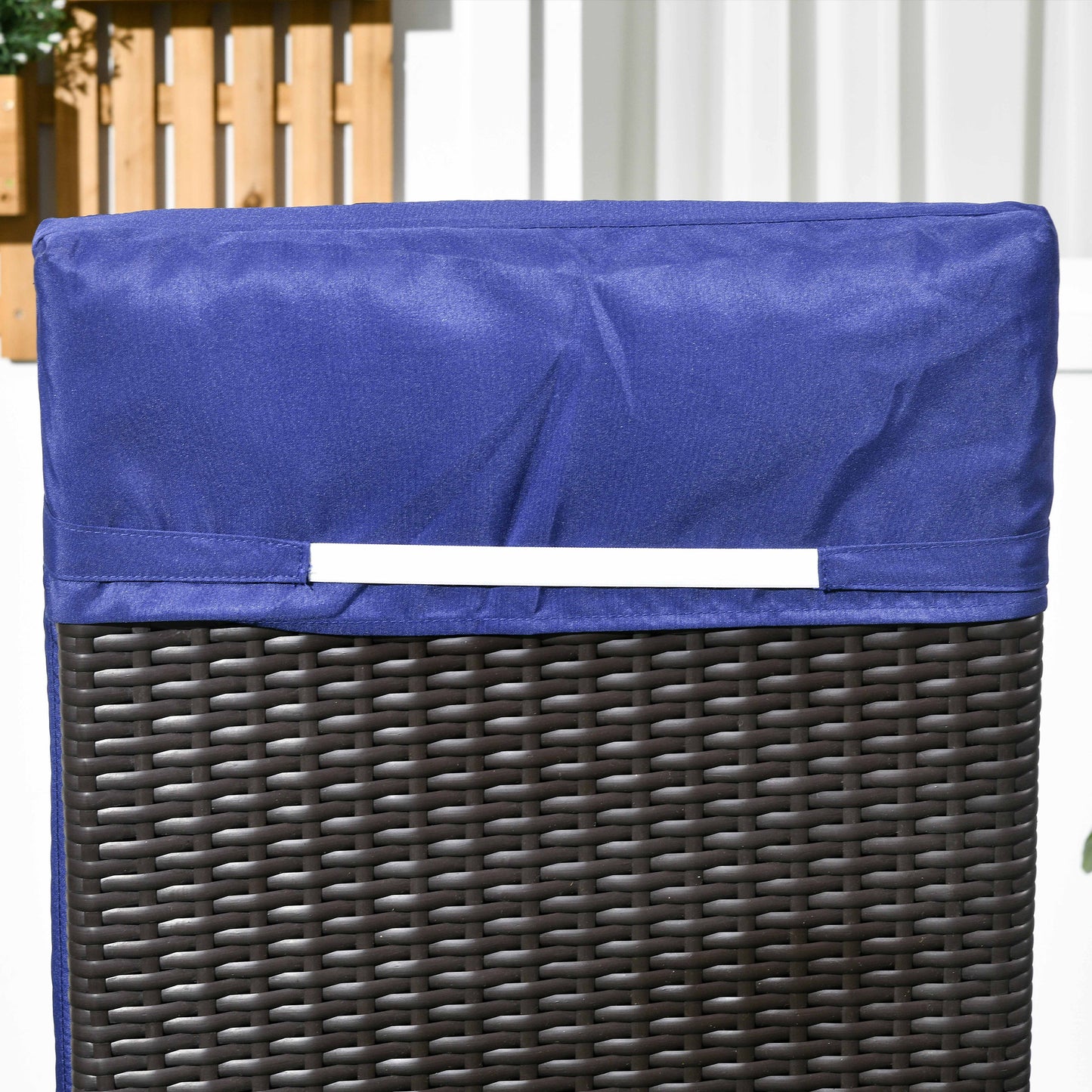 Outdoor Lounger, Deck Lounge Chair with Headrest, 5-Level Adjustable, Backrest, Wheels, Deep Coffee and Navy Blue