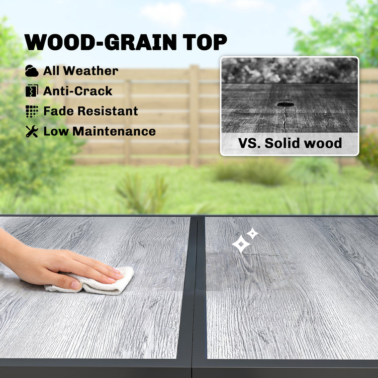 59" Dining Table with Wood-Effect Top and Metal Legs