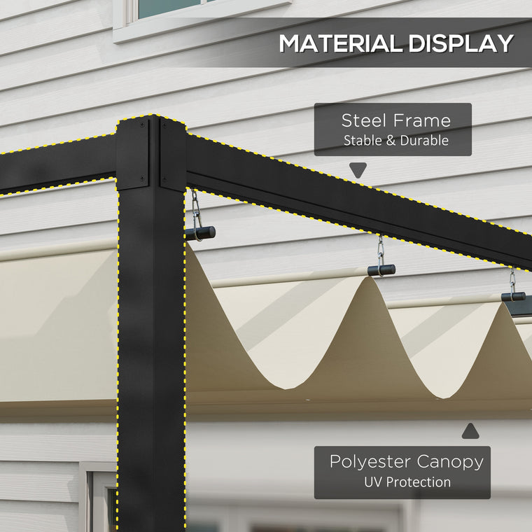 10' x 7' Cream White Patio Pergola with Retractable Canopy