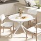 40" Round Kitchen Table for 4, Industrial Dining Table with Steel Legs for Dining Room, White Oak