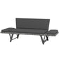 Convertible Wicker Loveseat Grey Patio Chaise Lounge