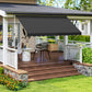 10x5ft Patio Sun Shade Canopy, Manual Retractable Awning with 5.6-9.2ft Support Pole for Window, Door, Porch, Black