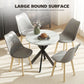 29" Dining Table, Contemporary Round Kitchen Table with Steel Legs, White Marble-Effect