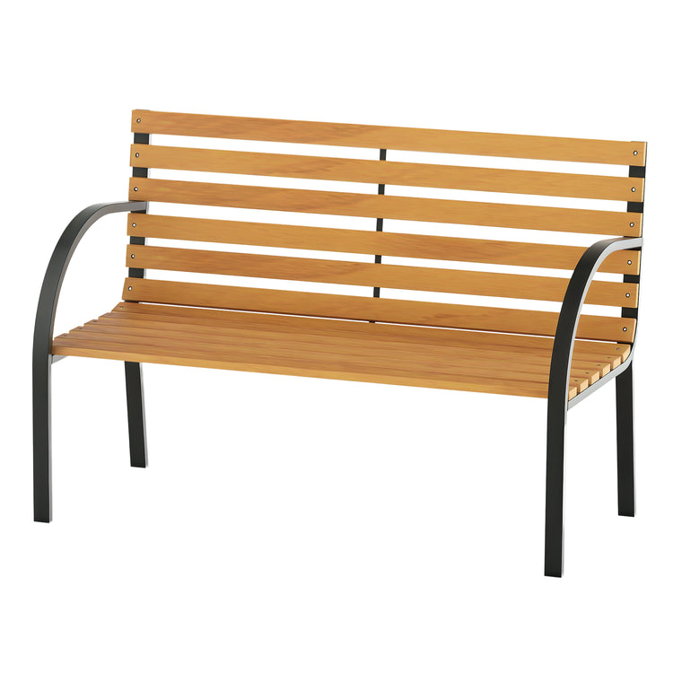 48" Wooden Garden Bench with Steel Frame