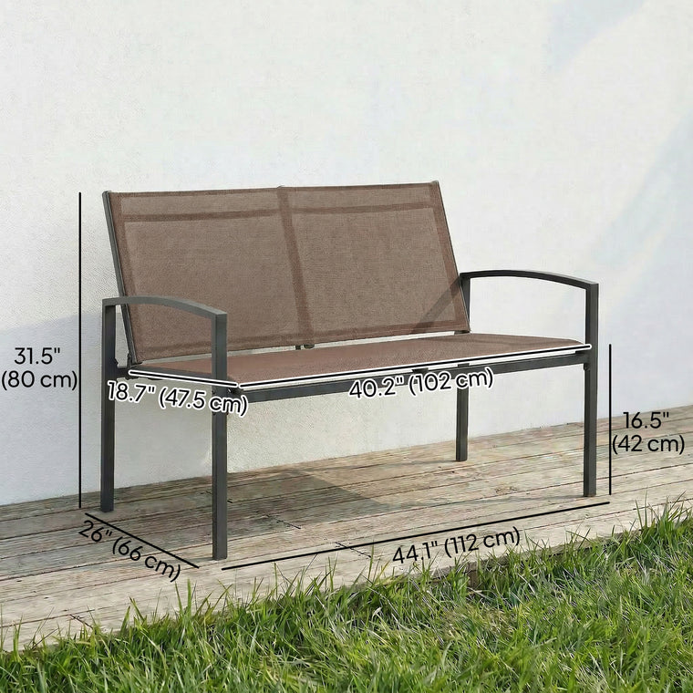 44" Metal Garden Bench with Mesh, 528 lb Capacity