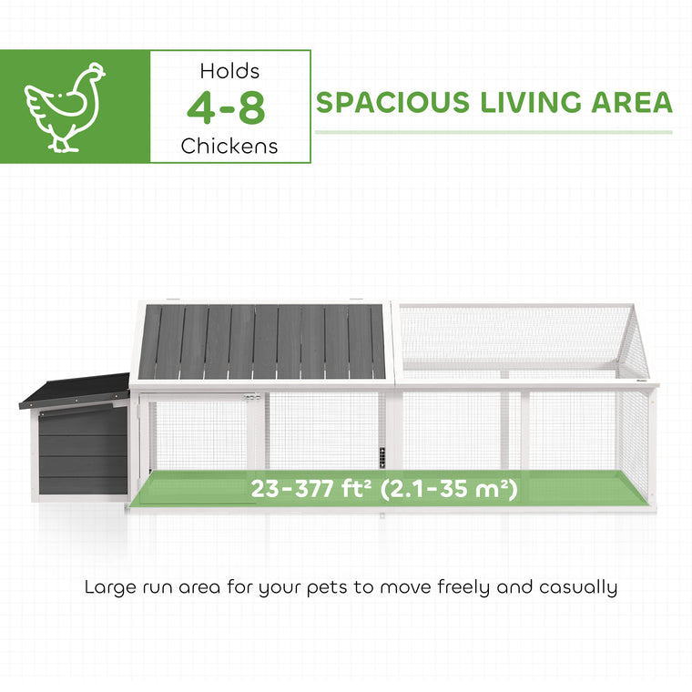 95" Large Wooden Chicken Coop with Nesting Box & Side Door