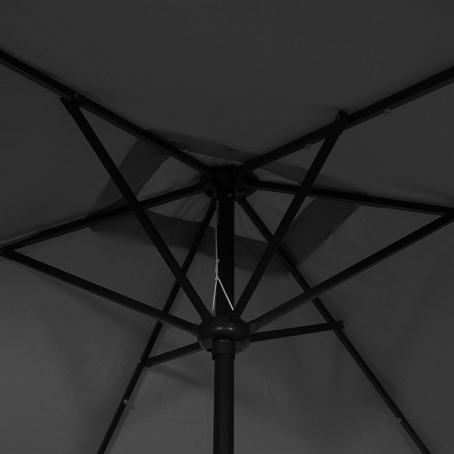 6' x 10' Patio Umbrella with 22 LED Solar Lights and Tilt, Rectangular Outdoor Table Umbrella with Crank, Dark Grey