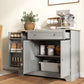 Modern Sideboard Cabinet, 41" Kitchen Buffet Cabinet with Drawer, Adjustable Shelf, 3 Doors for Dining Room, Grey