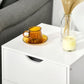 Modern Bedside Table, Nightstand with 2 Drawers and Pine Wood Legs for Bedroom, Living Room, White