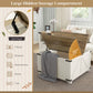 Farmhouse Coffee Table, Square Center Table with Flip-top Lids, Hidden Storage Compartment and Wooden Legs, Antique White