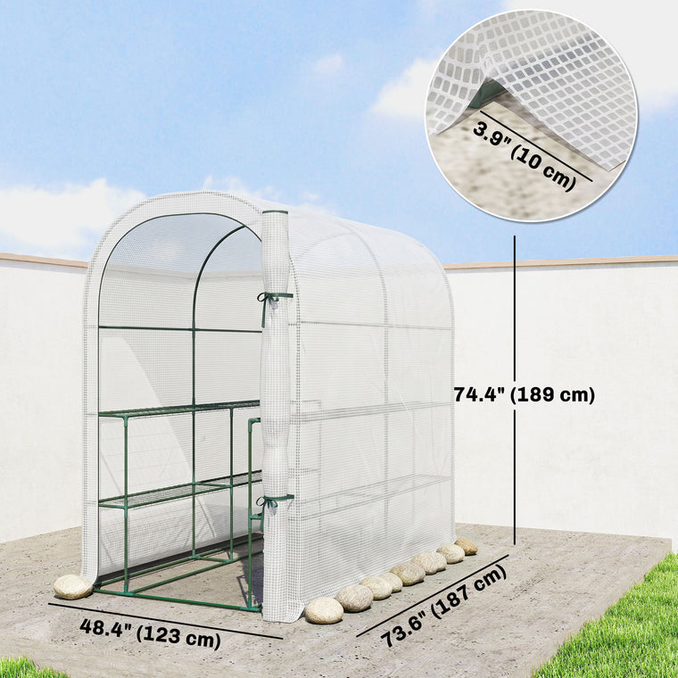 123 x 187 x 189 cm Walk-In Mini Greenhouse with Shelves