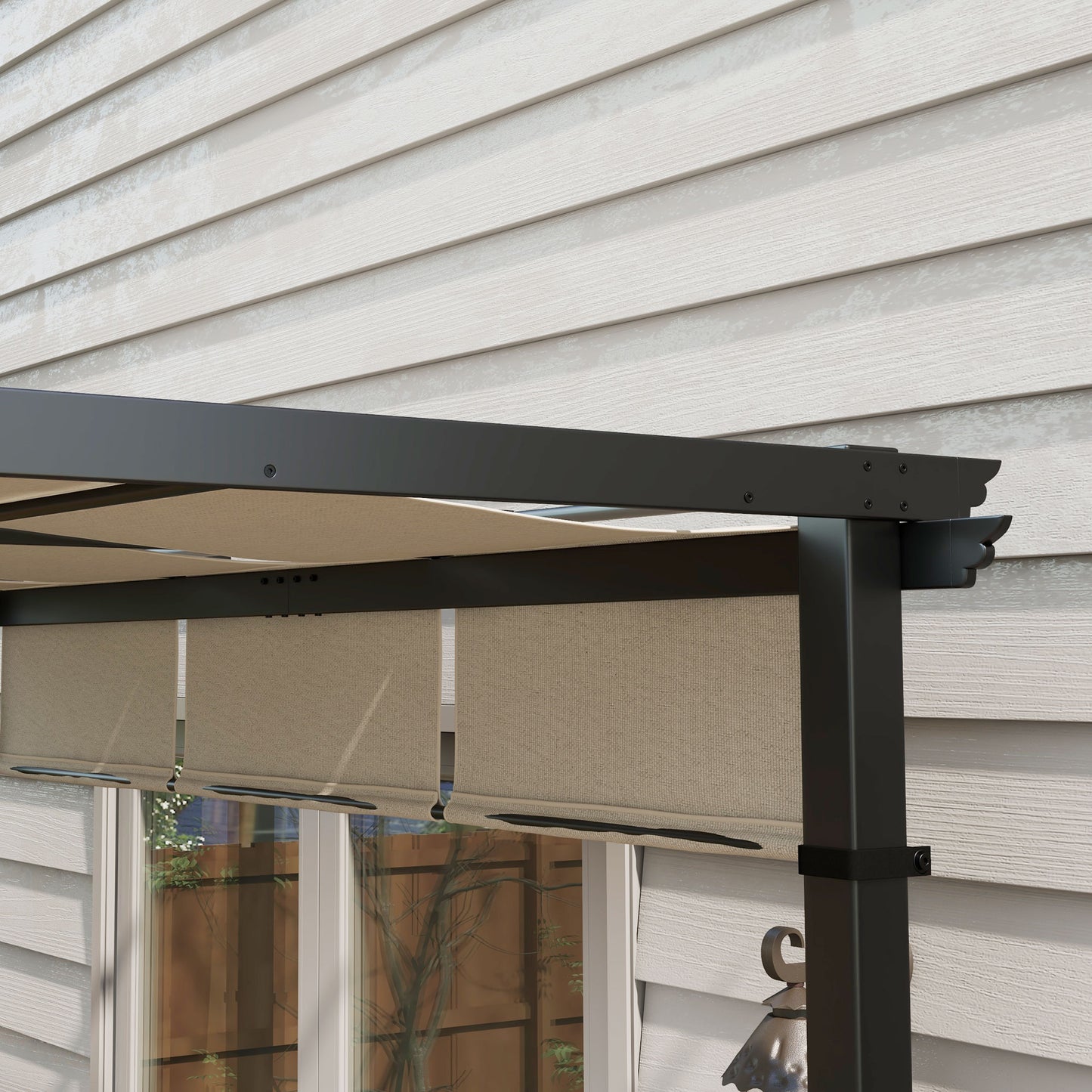 Metal Pergola, Outdoor Pergola with Retractable Canopy, for Garden, Patio, Backyard, Deck